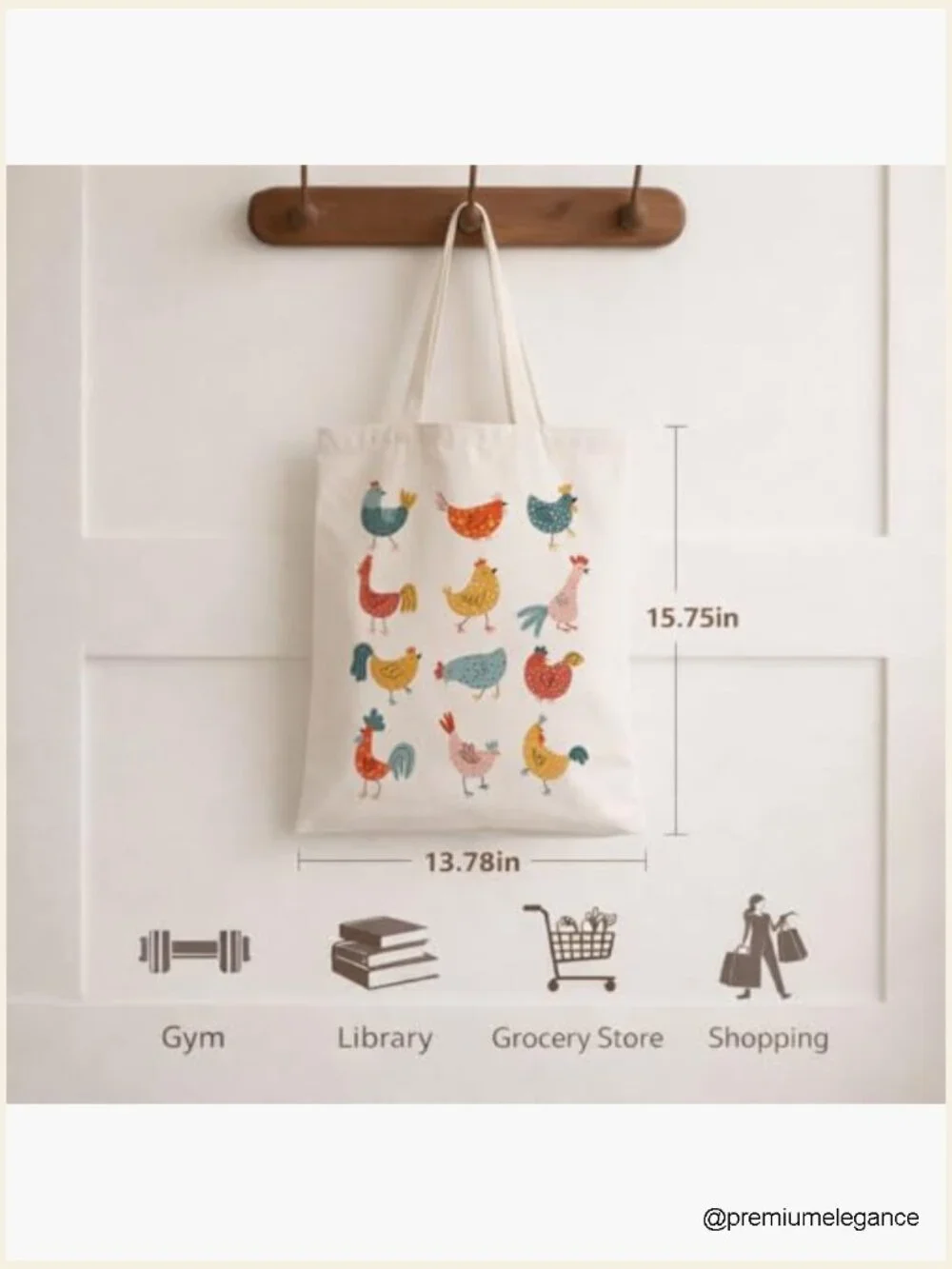 Heavy Duty Canvas Grocery Tote, Large Capacity Weekender Shopping Bag